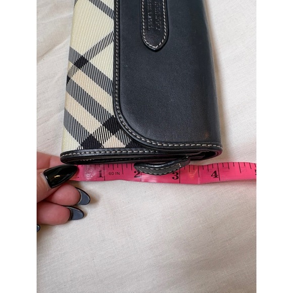 Burberry Blue Label Nova Check Black Leather Flap Long Wallet Excellent - Picture 15 of 15